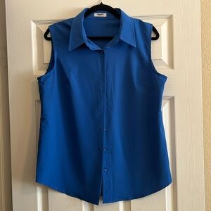 Zeagoo sleeveless button-down cobalt blue